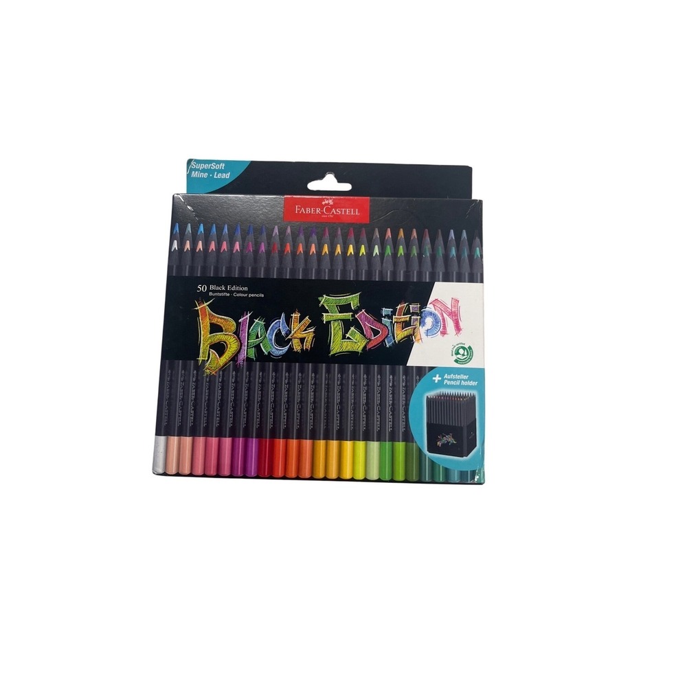 Faber-Castell Black Edition 50 Colored Pencils SuperSoft Lead Dark Paper 116450